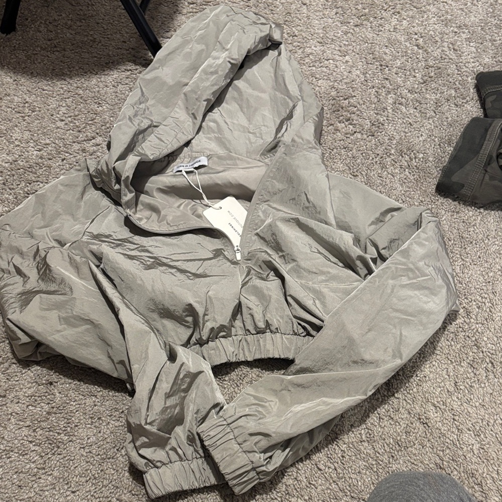 Gold Hinge cropped windbreaker hoodie